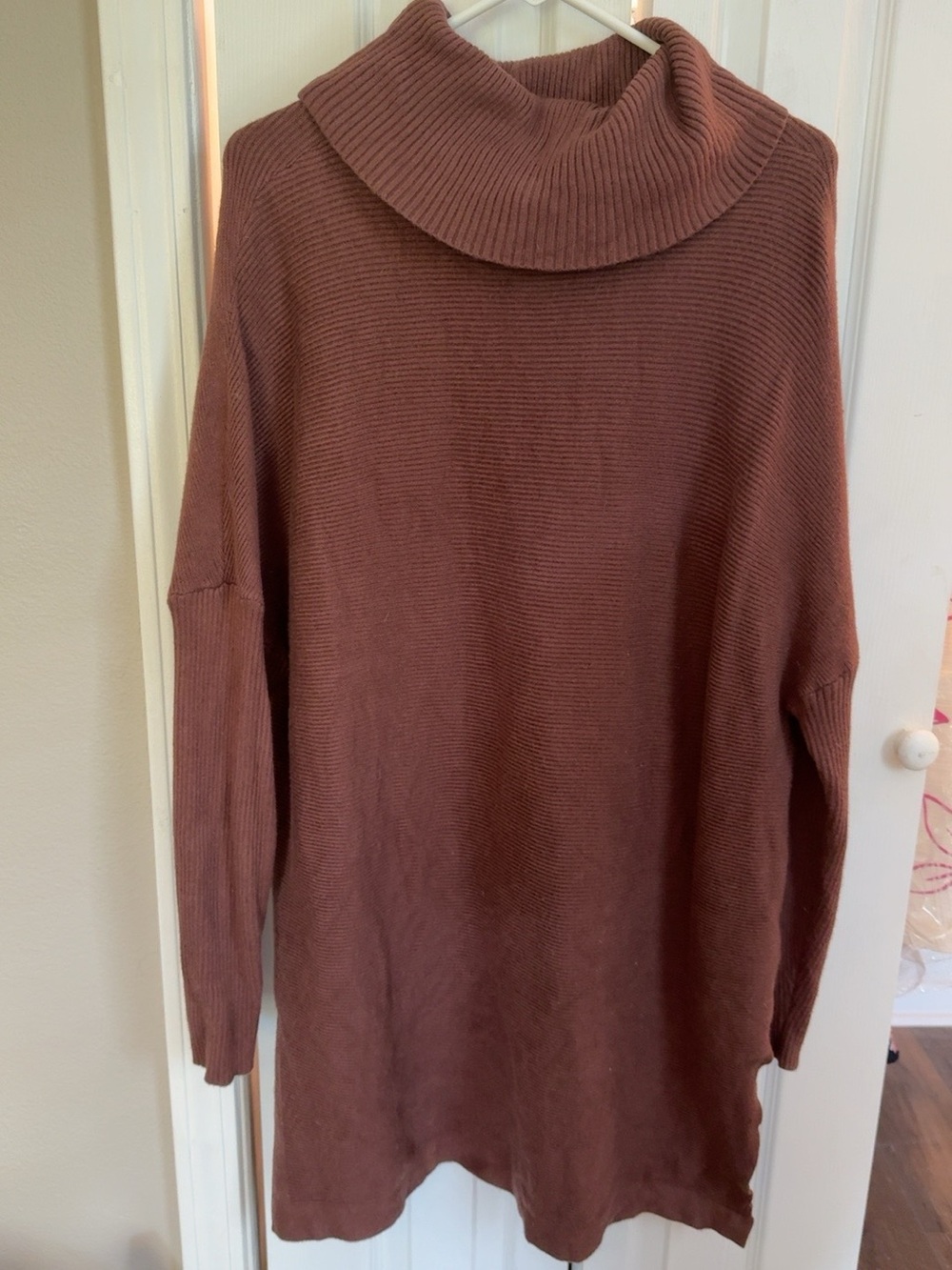 LILLUSORY Brown Oversized Cowl Neck Tunic Sweater Large